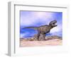 Aggressive Tyrannosaurus Rex Dinosaur in the Desert-null-Framed Art Print