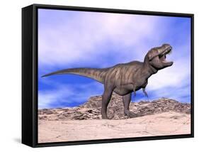 Aggressive Tyrannosaurus Rex Dinosaur in the Desert-null-Framed Stretched Canvas