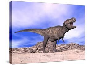 Aggressive Tyrannosaurus Rex Dinosaur in the Desert-null-Stretched Canvas