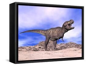 Aggressive Tyrannosaurus Rex Dinosaur in the Desert-null-Framed Stretched Canvas