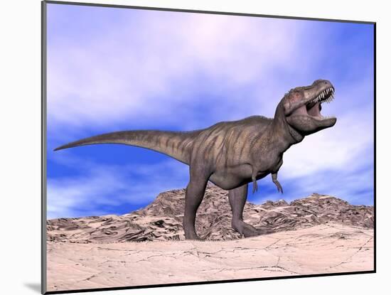 Aggressive Tyrannosaurus Rex Dinosaur in the Desert-null-Mounted Art Print