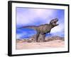 Aggressive Tyrannosaurus Rex Dinosaur in the Desert-null-Framed Art Print