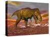 Aggressive Tyrannosaurus Rex Dinosaur Walking in the Desert-null-Stretched Canvas