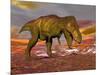 Aggressive Tyrannosaurus Rex Dinosaur Walking in the Desert-null-Mounted Art Print