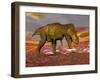 Aggressive Tyrannosaurus Rex Dinosaur Walking in the Desert-null-Framed Art Print