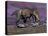 Aggressive Tyrannosaurus Rex Dinosaur Walking in the Desert-null-Stretched Canvas