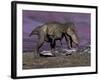 Aggressive Tyrannosaurus Rex Dinosaur Walking in the Desert-null-Framed Art Print