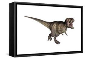 Aggressive Tyrannosaurus Rex Growling, White Background-null-Framed Stretched Canvas