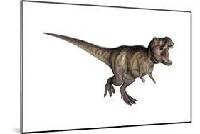 Aggressive Tyrannosaurus Rex Growling, White Background-null-Mounted Art Print