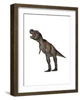 Aggressive Tyrannosaurus Rex Growling, White Background-null-Framed Art Print