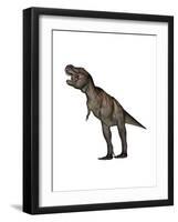 Aggressive Tyrannosaurus Rex Growling, White Background-null-Framed Art Print