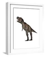 Aggressive Tyrannosaurus Rex Growling, White Background-null-Framed Art Print