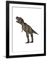 Aggressive Tyrannosaurus Rex Growling, White Background-null-Framed Art Print