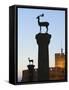 Agios Nikolaos Lighthouse, Mandraki Harbour, Rhodes Town, Rhodes, Greece-Walter Bibikow-Framed Stretched Canvas