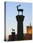 Agios Nikolaos Lighthouse, Mandraki Harbour, Rhodes Town, Rhodes, Greece-Walter Bibikow-Stretched Canvas