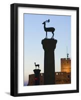 Agios Nikolaos Lighthouse, Mandraki Harbour, Rhodes Town, Rhodes, Greece-Walter Bibikow-Framed Photographic Print