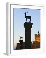 Agios Nikolaos Lighthouse, Mandraki Harbour, Rhodes Town, Rhodes, Greece-Walter Bibikow-Framed Photographic Print