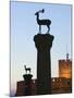 Agios Nikolaos Lighthouse, Mandraki Harbour, Rhodes Town, Rhodes, Greece-Walter Bibikow-Mounted Photographic Print