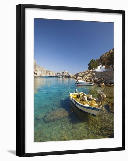 Agios Paulos Church and Fishing Boats, Rhodes, Dodecanese, Greek Islands, Greece, Europe-Sakis Papadopoulos-Framed Photographic Print