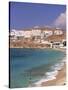 Aglos Stefanos Beach, Mykonos, Greece-Walter Bibikow-Stretched Canvas