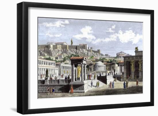 Agora, or Market Area, of Ancient Athens, with a Backdrop of the Acropolis-null-Framed Giclee Print