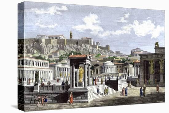 Agora, or Market Area, of Ancient Athens, with a Backdrop of the Acropolis-null-Stretched Canvas