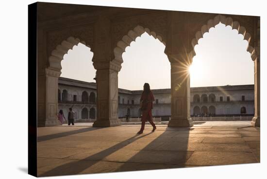 Agra Fort at Sunset, UNESCO World Heritage Site, Agra, Uttar Pradesh, India, Asia-Ben Pipe-Stretched Canvas