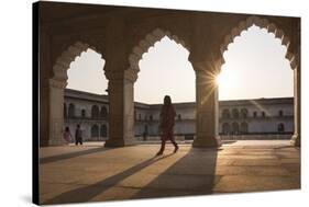 Agra Fort at Sunset, UNESCO World Heritage Site, Agra, Uttar Pradesh, India, Asia-Ben Pipe-Stretched Canvas