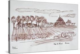 Agricultural landscape towards Mont Saint-Michel, Normandy, France-Richard Lawrence-Stretched Canvas