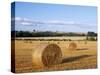 Agricultural Landscape with Straw Bales in a Cut Wheat Field-Nigel Francis-Stretched Canvas