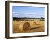 Agricultural Landscape with Straw Bales in a Cut Wheat Field-Nigel Francis-Framed Photographic Print