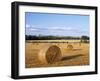 Agricultural Landscape with Straw Bales in a Cut Wheat Field-Nigel Francis-Framed Photographic Print