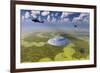 Ah-64 Apache Black Ops Helicopters Flying around a Crop Circle with Ufo at Center-null-Framed Art Print