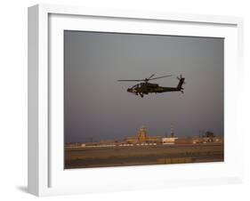 AH-64 Apache Helicopter Flies by the Control Tower on Camp Speicher-Stocktrek Images-Framed Photographic Print