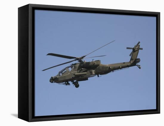 AH-64 Apache in Flight over the Baghdad Hotel in Central Baghdad, Iraq-Stocktrek Images-Framed Stretched Canvas