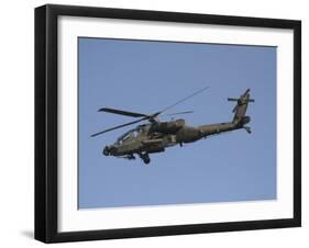 AH-64 Apache in Flight over the Baghdad Hotel in Central Baghdad, Iraq-Stocktrek Images-Framed Photographic Print