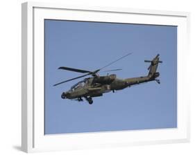 AH-64 Apache in Flight over the Baghdad Hotel in Central Baghdad, Iraq-Stocktrek Images-Framed Photographic Print