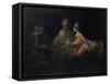 Ahasuerus, Haman and Esther-Rembrandt van Rijn-Framed Stretched Canvas