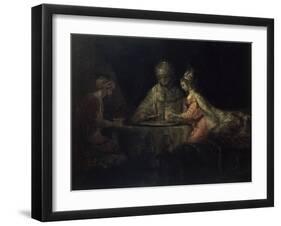 Ahasuerus, Haman and Esther-Rembrandt van Rijn-Framed Giclee Print