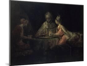 Ahasuerus, Haman and Esther-Rembrandt van Rijn-Mounted Giclee Print