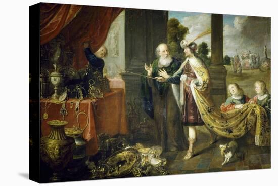 Ahasuerus, King of Persia, Showing His Treasure to Mordecai, Uncle of His Wife Esther-Claude Vignon-Stretched Canvas