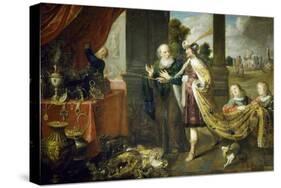 Ahasuerus, King of Persia, Showing His Treasure to Mordecai, Uncle of His Wife Esther-Claude Vignon-Stretched Canvas