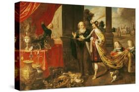 Ahasuerus Showing His Treasure to Mordecai-Claude Vignon-Stretched Canvas