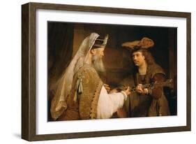 Ahimelech Giving the Sword of Goliath to David, 1680s-Aert de Gelder-Framed Giclee Print