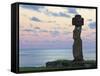 Ahu Ko Te Riku, the Only Topknotted and Eyeballed Moai on the Island, Rapa Nui, Chile-Gavin Hellier-Framed Stretched Canvas