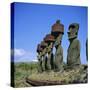 Ahu Nau Nau at Anakena Beach, Easter Island, Chile-Geoff Renner-Stretched Canvas