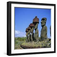 Ahu Nau Nau at Anakena Beach, Easter Island, Chile-Geoff Renner-Framed Photographic Print