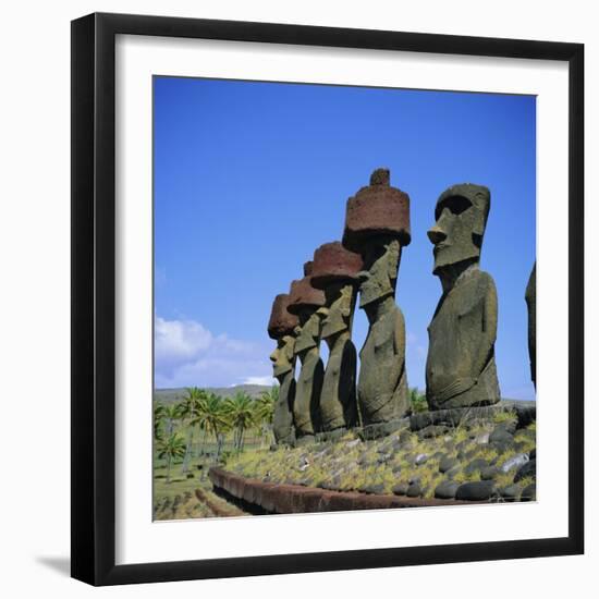 Ahu Nau Nau at Anakena Beach, Easter Island, Chile-Geoff Renner-Framed Photographic Print