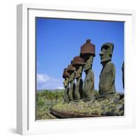 Ahu Nau Nau at Anakena Beach, Easter Island, Chile-Geoff Renner-Framed Photographic Print