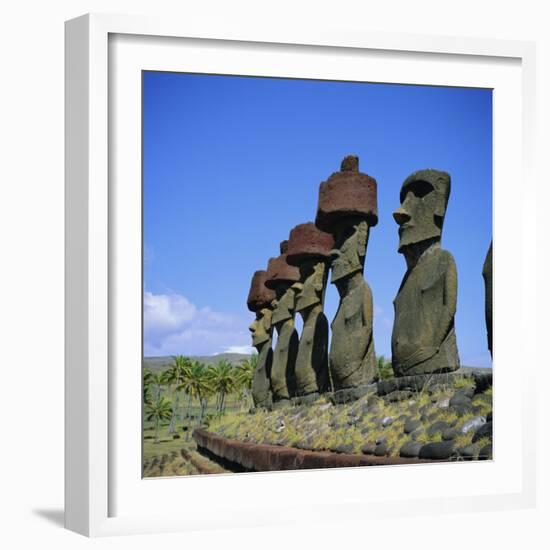 Ahu Nau Nau at Anakena Beach, Easter Island, Chile-Geoff Renner-Framed Photographic Print